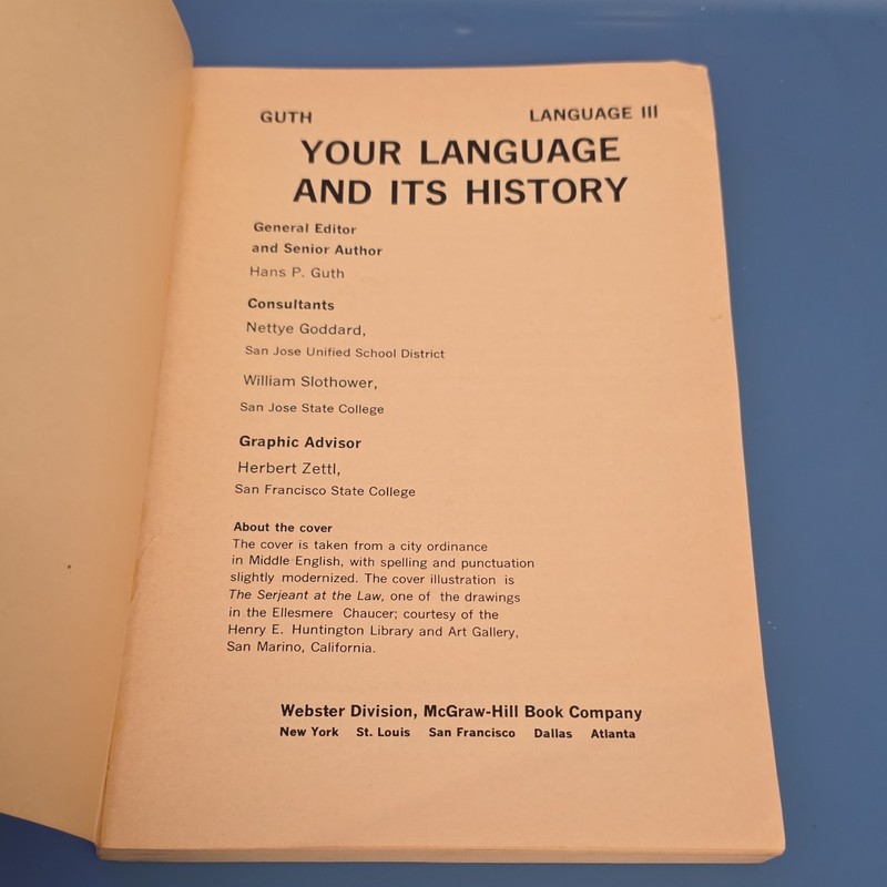 Hans P. Guth Language III: Your Language and Its History PB Textbook 1971 gallery