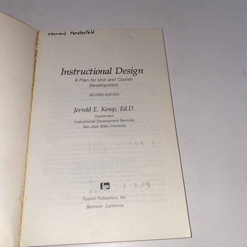 Instructional Design : A Plan for Unit and Course Development by Jerrold E. Kemp gallery
