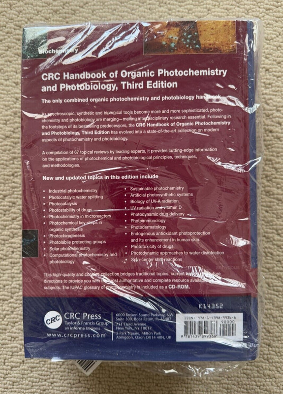 CRC Handbook Organic Photochemistry & Photobiology Third Edition 2 Volume Set EX gallery