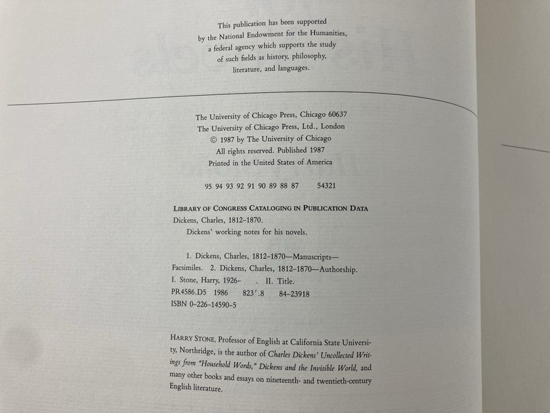 Charles Dickens' Working Notes for His Novels University of Chicago Press 1987 gallery