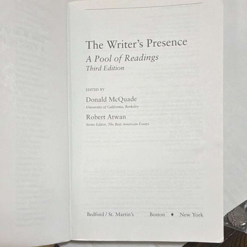 Bedford/St. Martin's Writer's Presence 3rd Edition McQuade Atwan Paperback Essa… gallery