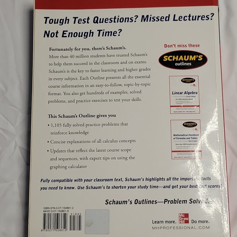 Schaum's Outlines Calculus 5th Ed Ayres Mendelson Paperback 2008 gallery
