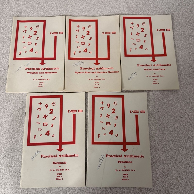 Vintage ICS Practical Arithmetic WM Spangler 5 Book Set Softcover Math Textbook