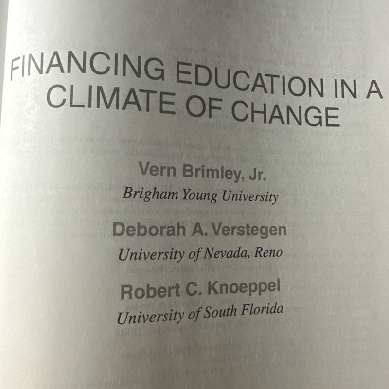 Financing Education in a Climate - Hardcover, by Brimley Jr. Vern; gallery