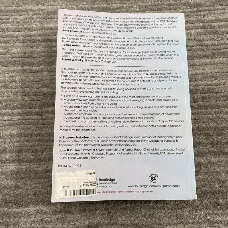 Business Ethics Second Edition Parboteeah Cullen Textbook Ethics PBK 2019 Book gallery