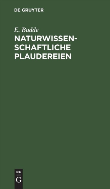 Budde - Naturwissenschaftliche Plaudereien - New hardback or cased boo - X555z