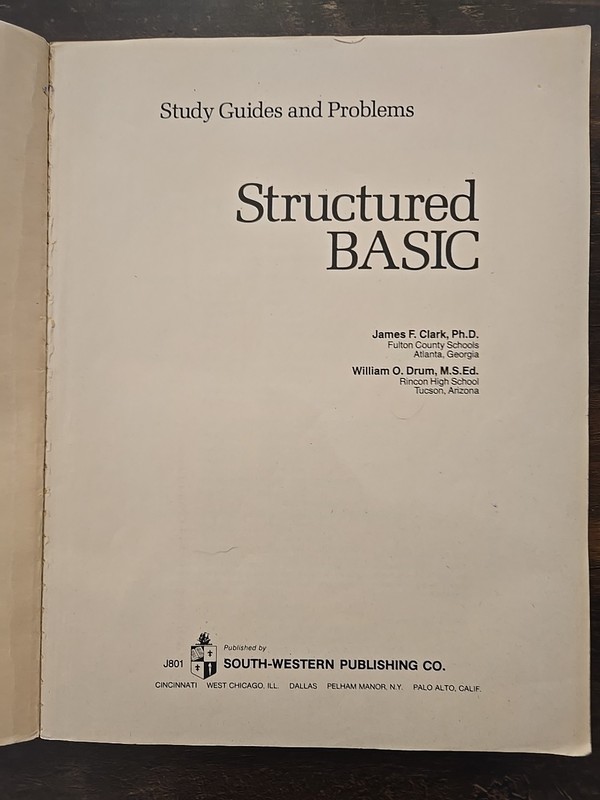 Structured BASIC Manual and Study Guide 1983 paperbacks - GOOD Condition gallery