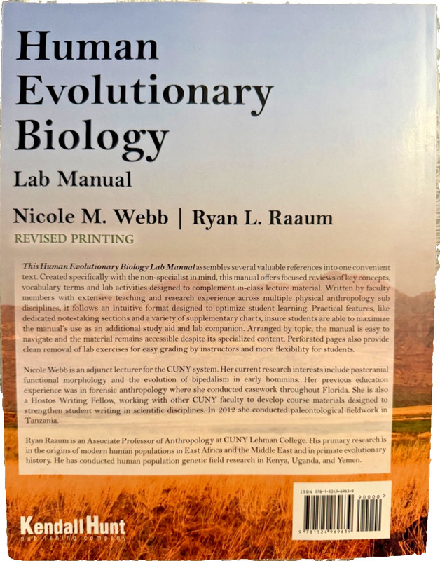 Human Evolutionary Biology Lab Manual gallery
