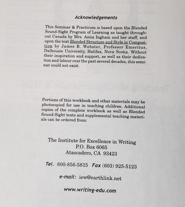 IEW - Teaching Writing: Structure and Style Seminar Practicum Workbook Binder gallery
