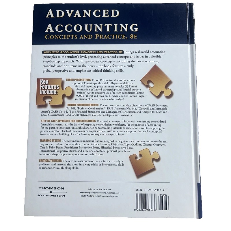 Advanced Accounting Concepts and Practice 8th Edition Hardcover 9780324183436 gallery