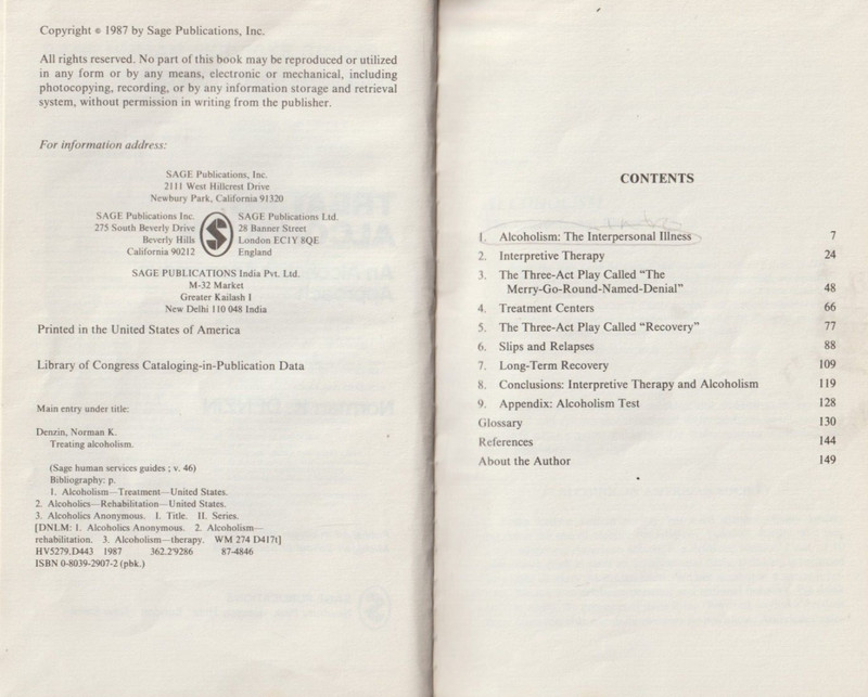 Treating Alcoholism, the Alcoholics Anonymous Approach, Norman Denzin HC, ex-lib gallery