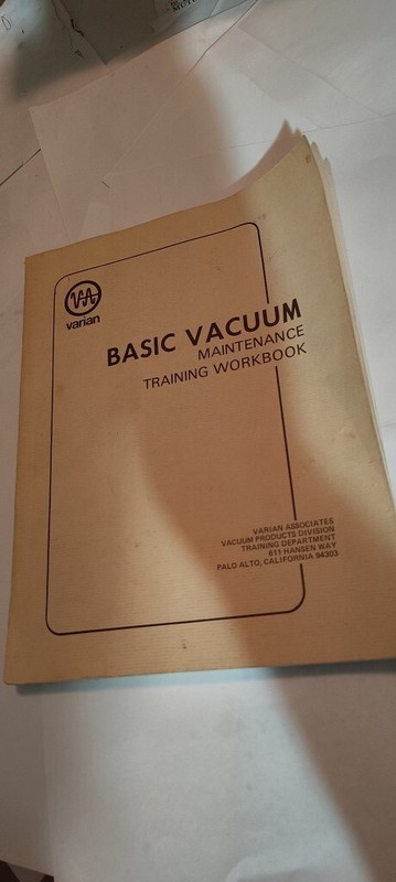 varian basic vaccum maintenance training handbook 1984 book