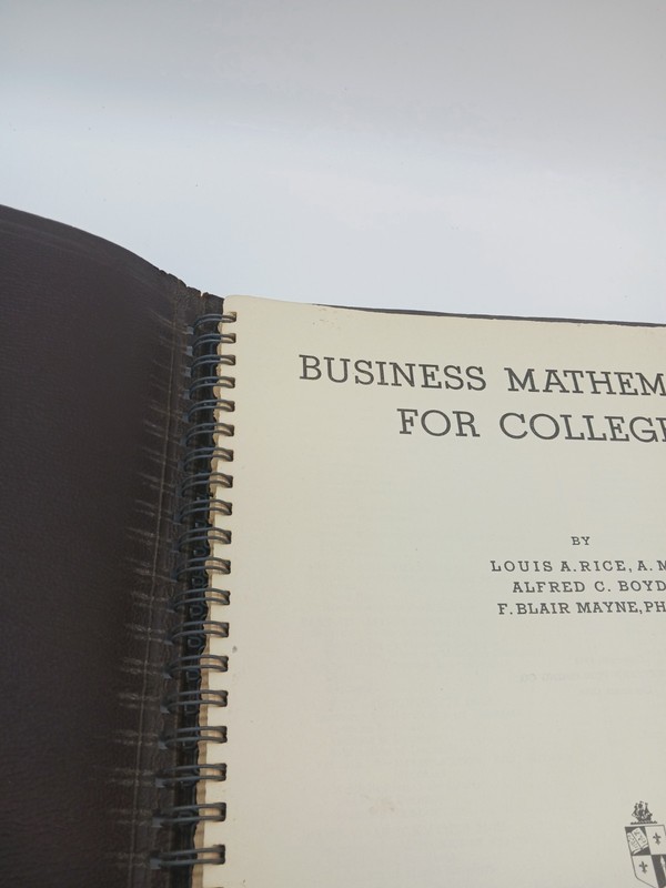 1942 Business Mathematics For Colleges Rice Boyd Mayne Vintage Workbook Textbook gallery