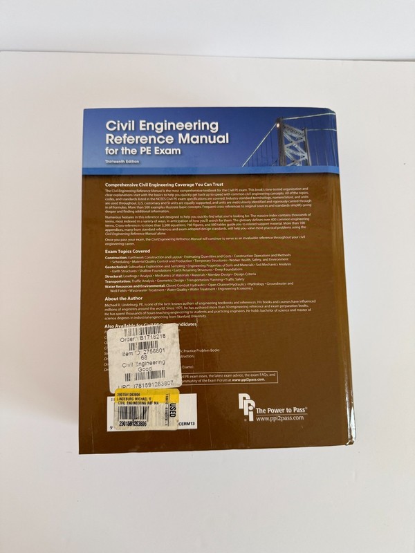 PE Civil Reference Manual 13th Edition by Michael R. Lindeburg (2012, Hardcover) gallery