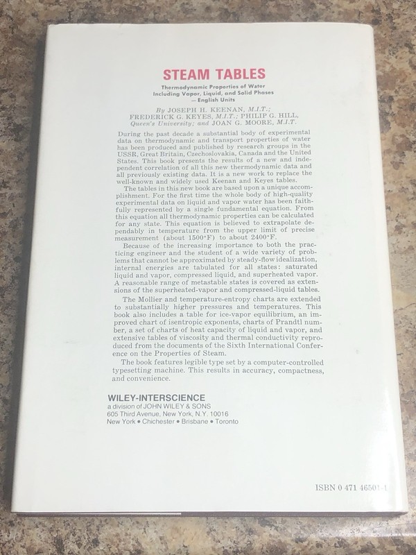 Steam Tables English Units Keenan Keyes Hill Moore 1969 Hard Cover Dust Jacket gallery