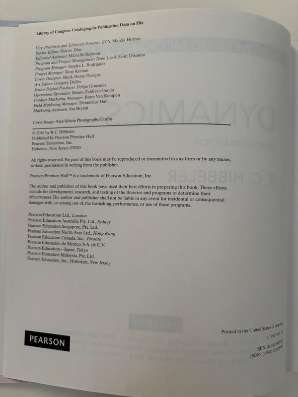 Engineering Mechanics: Dynamics 14th Fourteenth Ed. Hardcover by R.C. Hibbeler gallery