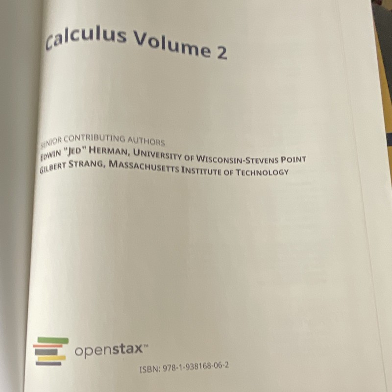 OpenStax Calculus Volume 2 Hardcover Textbook 2016 Advanced Calculus gallery