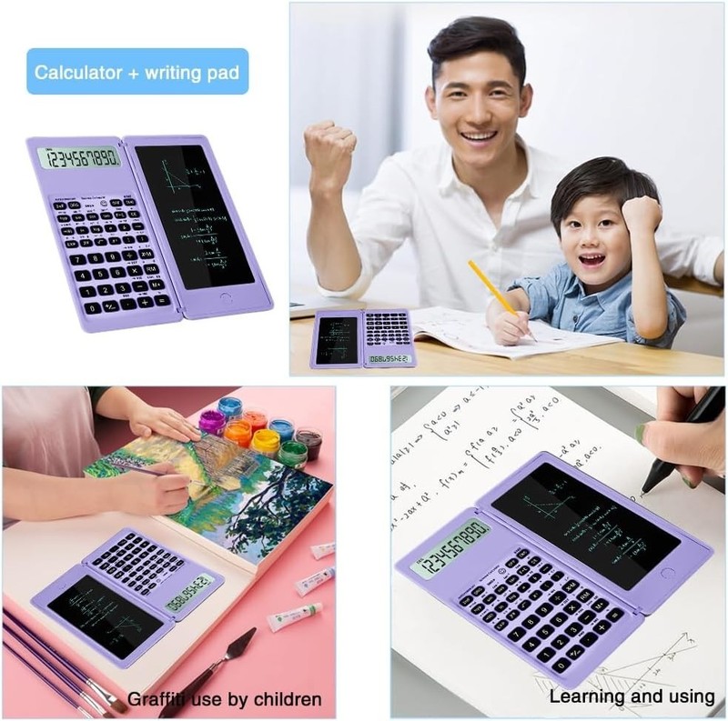 Lightweight Purple Scientific Calculator & Notebook Combo - 10-Digit LCD Display gallery