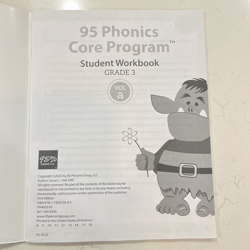 95% Phonics Core Program , Student Workbook , Grade 3 Volume A Unused 95 Percent gallery