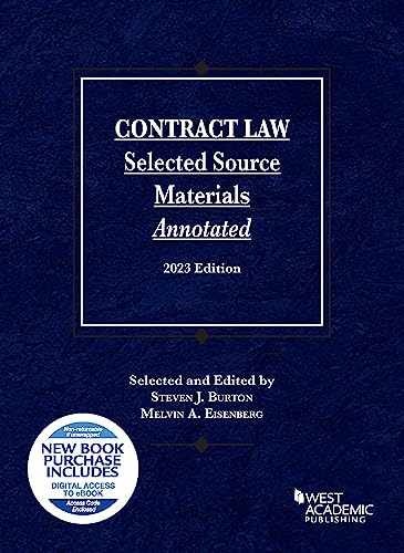 Contract Law, Selected – Paperback, by Burton Steven; Eisenberg – Acceptable n