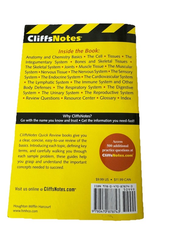 Cliff Notes Anatomy and Physiology Quick Review Paperback Book gallery