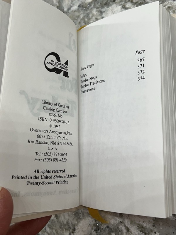FOR TODAY - OVEREATERS ANONYMOUS DAILY READER - 1982 HC, 22nd Printing Book gallery