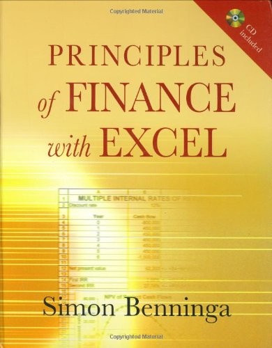 PRINCIPLES OF FINANCE WITH EXCEL: INCLUDES By Simon Benninga – Hardcover *VG+*