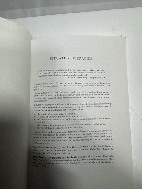 Situated Literacies Reading and Writing in Context David Barton Routledge gallery