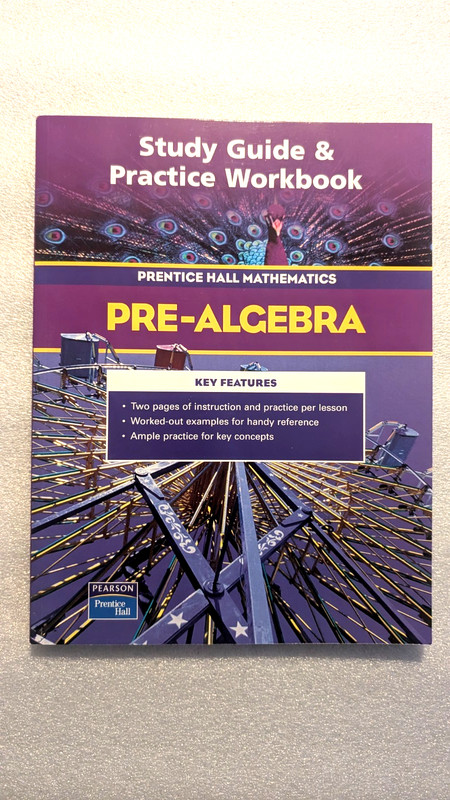 PRE-ALGEBRA MATHEMATICS STUDY GUIDE & PRACTICE WORKBOOK BRAND NEW FREE SHIP