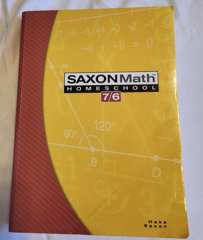 Saxon Math 7/6 Homeschool 4th Edition Student Textbook, Very Good Condition