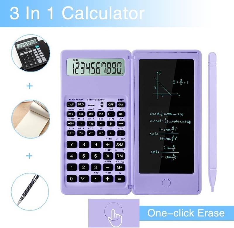 Lightweight Purple Scientific Calculator & Notebook Combo - 10-Digit LCD Display gallery