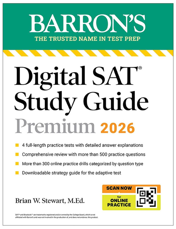 Barron's Digital SAT Study Guide Premium 2026: 3 Practice Tests & Review