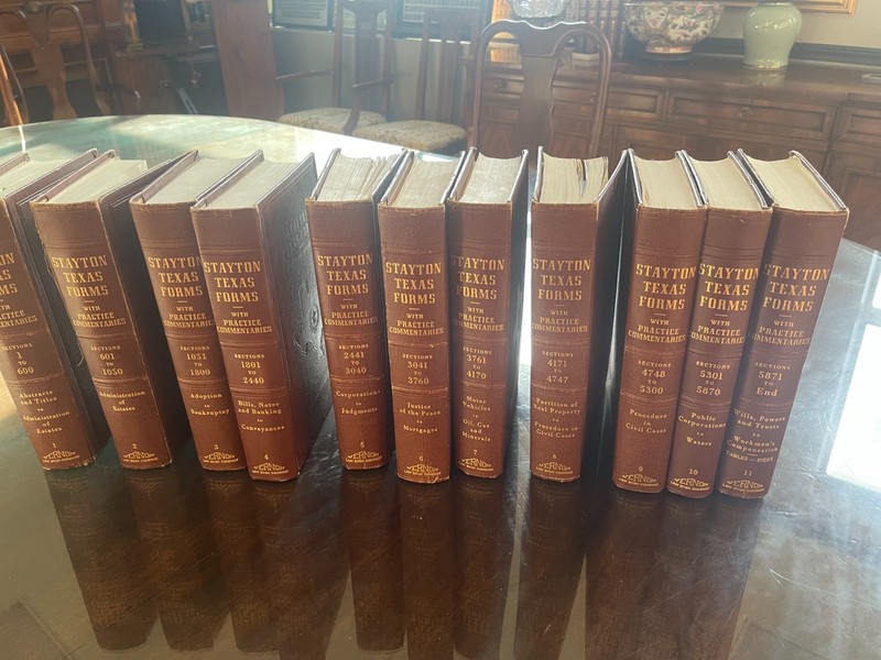 Complete Stayton Texas Forms Set Vernon Law Books Vintage (11 Volumes)