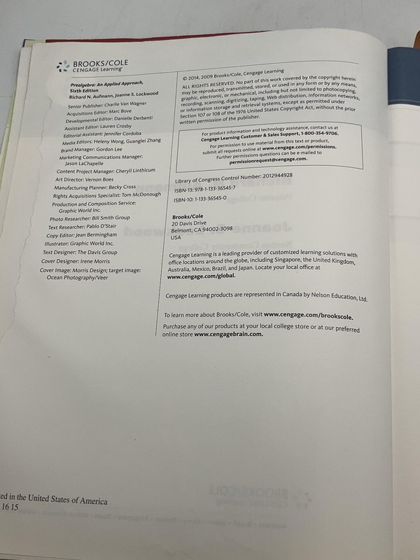 Prealgebra Applied Approach 6th Ed Aufmann Lockwood Brooks Cole PB 2014 USA Math gallery