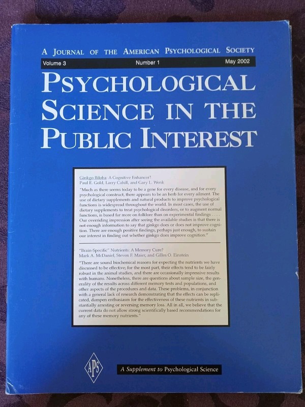 Psychological Science In The Public Interest (Volume 2, Num. 1&2) 2002