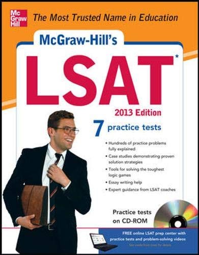 MCGRAW-HILL’S LSAT WITH -ROM, 2013 EDITION By Russ Falconer & Drew Johnson *VG+*