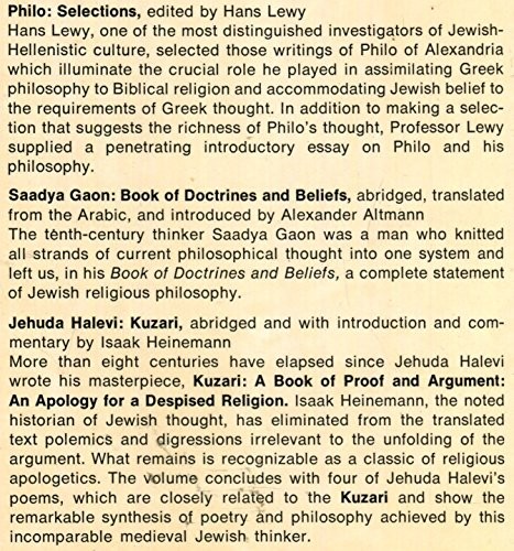 Three Jewish Philosophers: Philo, Saadya, Gaon, Jehu…