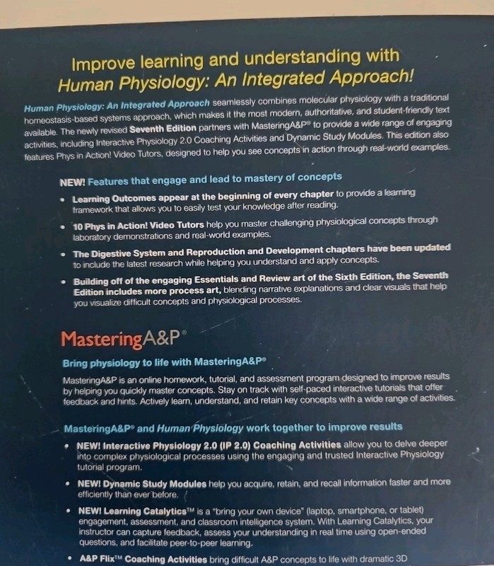 Human Physiology An Integrated Approach 7th Edition Silverthorn Hardcover gallery