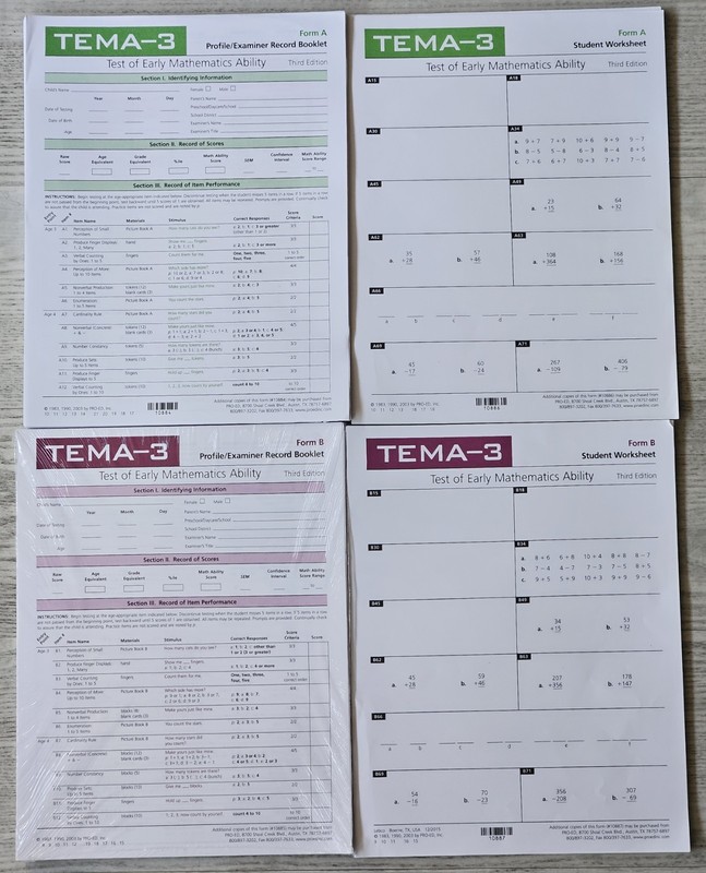 Pro-Ed TEMA-3 Test Of Early Mathematics Ability 3rd Edition Set gallery
