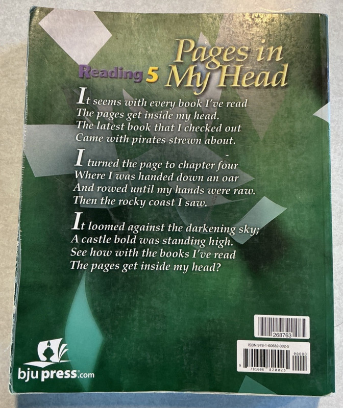 BJU Press Reading 5 Student Textbook 2nd Ed Pages In My Head Bob Jones 5th Grade gallery