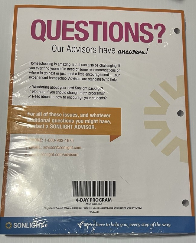 NEW Sonlight Science A 4 Day Instructors Guide Light Sound Waves Biological Feat gallery