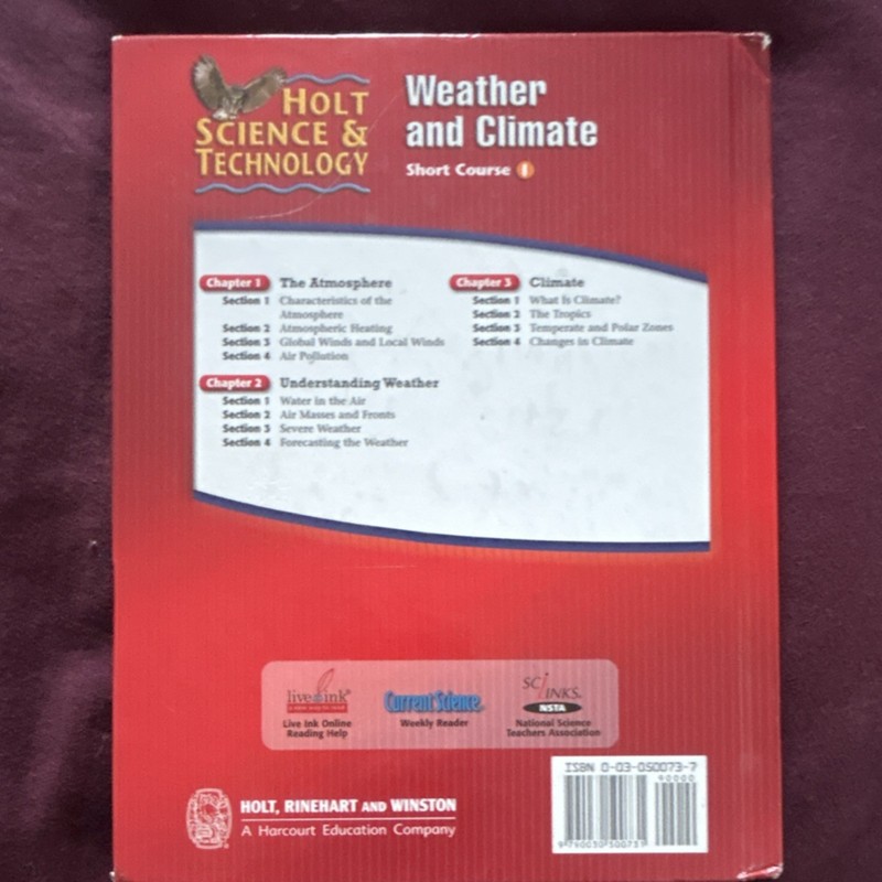 Holt Science & Technology Weather and Climate Hardcover Textbook 0-03-050073-7 gallery
