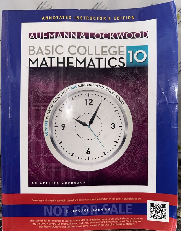 Basic College Mathematics 10: Aufmann & Lockwood -Annotated Instructor’s Edition