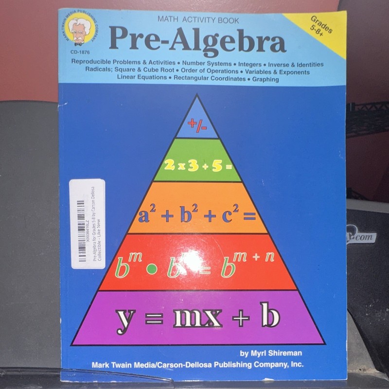 Mark Twain Media Pre-Algebra Math Activity Book Grades 5-8+ Myrl Shireman