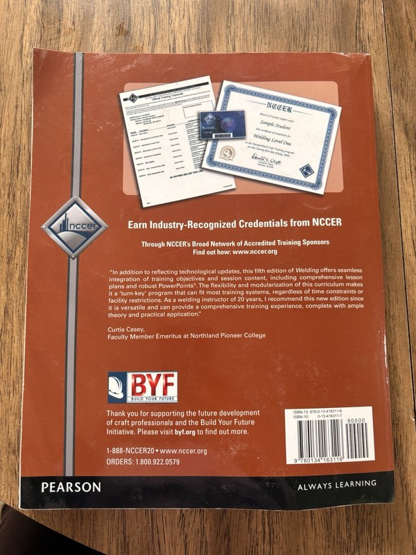 NCCER Welding Level 1 Trainee Guide 5th Ed Paperback 2015 Pearson gallery