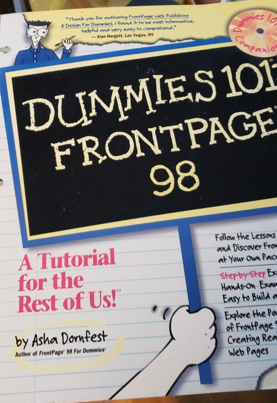 DUMMIES 101:FRONTPAGE 98 by Asha Dornfest (1997, Trade Paperback) W CD-ROM DISC