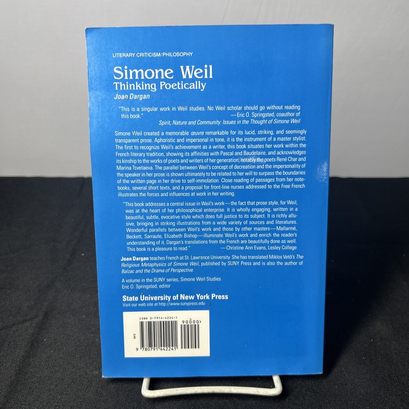Simone Weil : Thinking Poetically Paperback Joan Dargan gallery