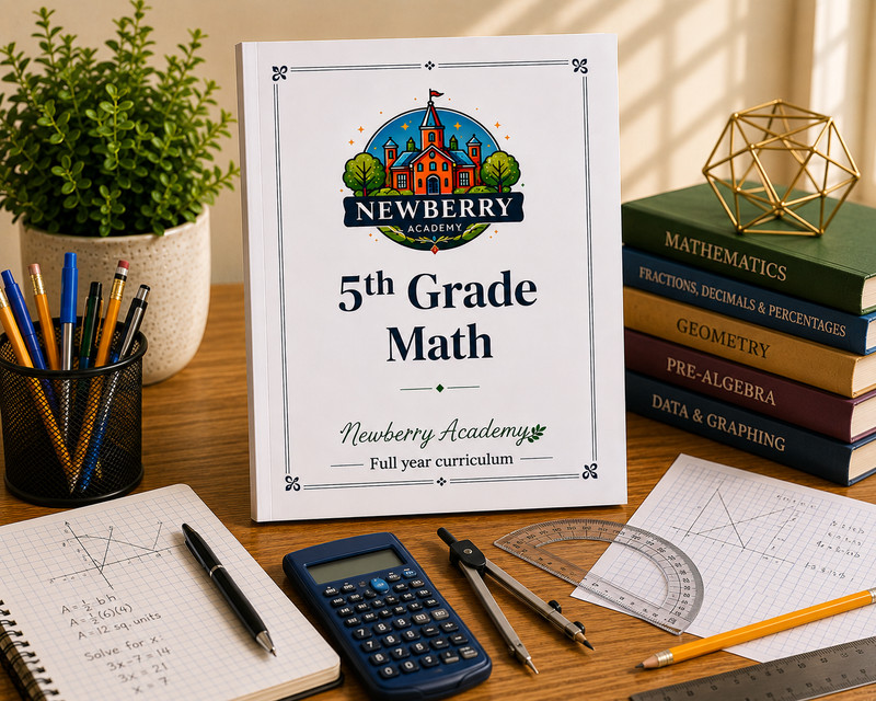 5th Grade Math Full year Lessons Workbook Fifth Grade Mathematics Homeschool