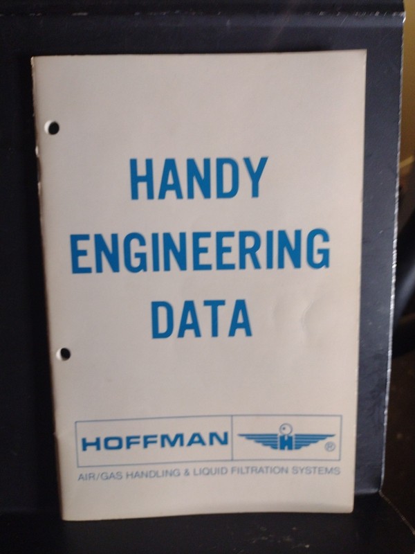 Handy Engineering Data Handbook Hoffman Air /Gas Softcover 49 Pages Very Good