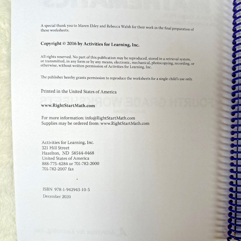 RightStart Mathematics Fourth Grade Lessons & Worksheets Set + AL Abacus gallery